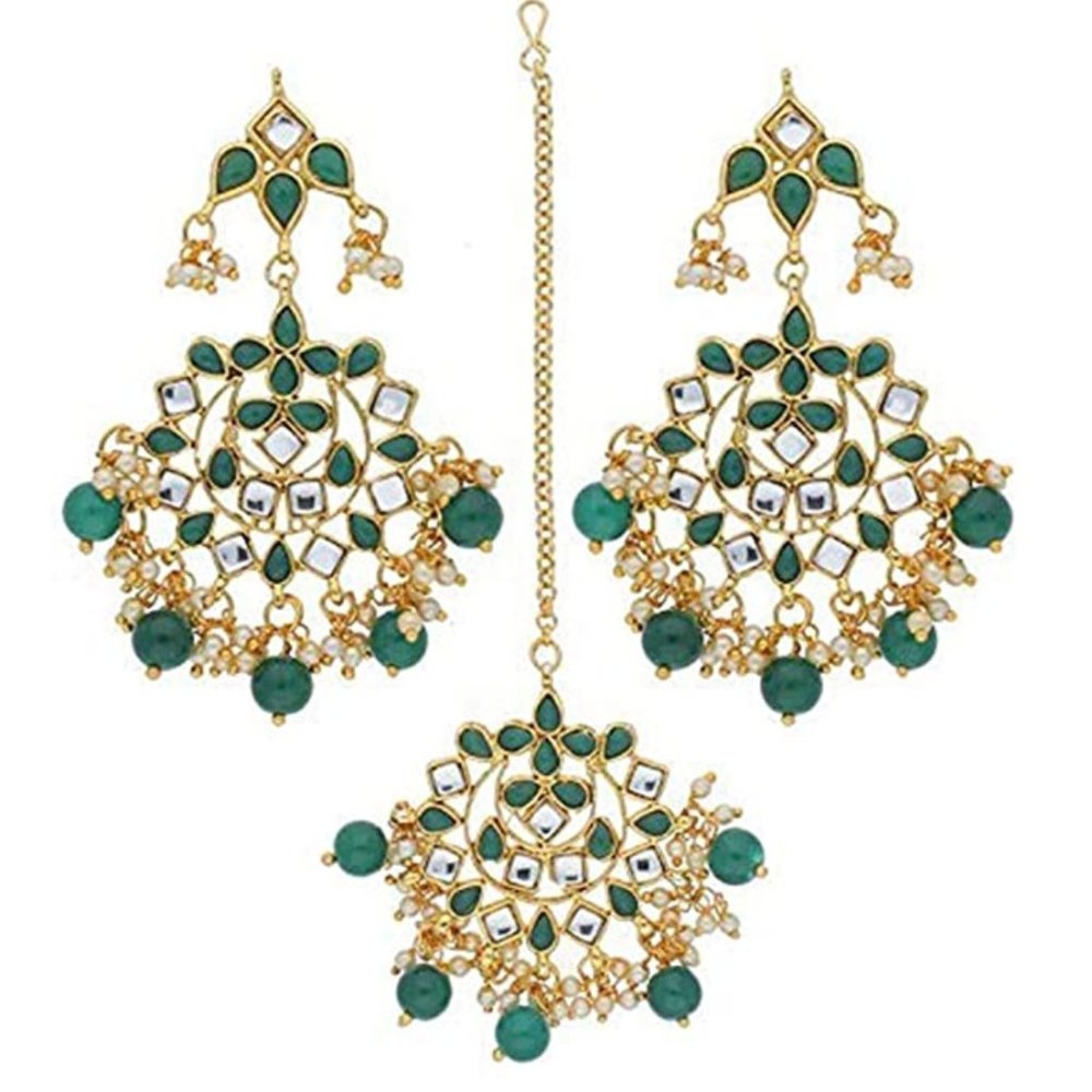 Kundan Earrings and Tikka for Indian Bridal wear